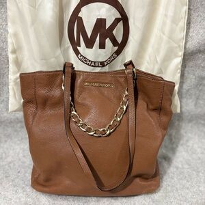 Michael Kors Tan Leather Tote with Gold Chain